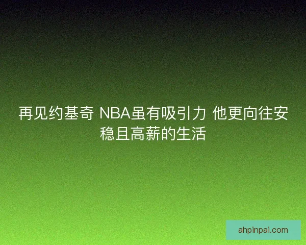 再见约基奇 NBA虽有吸引力 他更向往安稳且高薪的生活