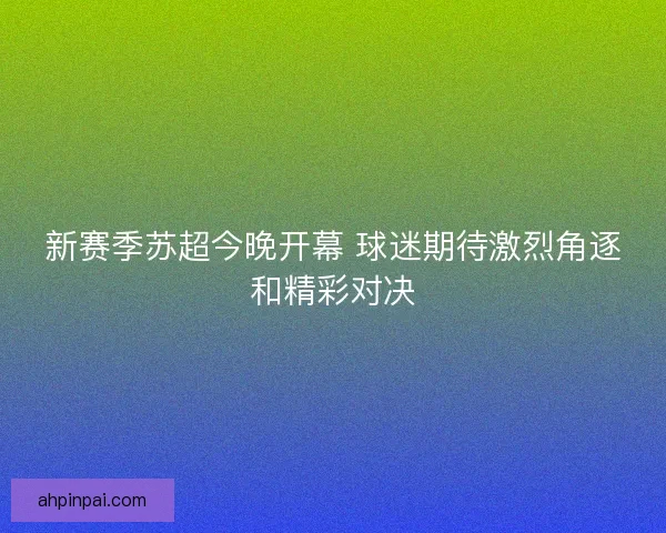 新赛季苏超今晚开幕 球迷期待激烈角逐和精彩对决