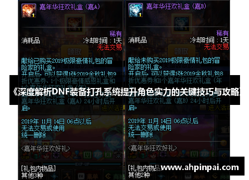 《深度解析DNF装备打孔系统提升角色实力的关键技巧与攻略》