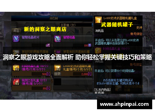 洞察之眼游戏攻略全面解析 助你轻松掌握关键技巧和策略
